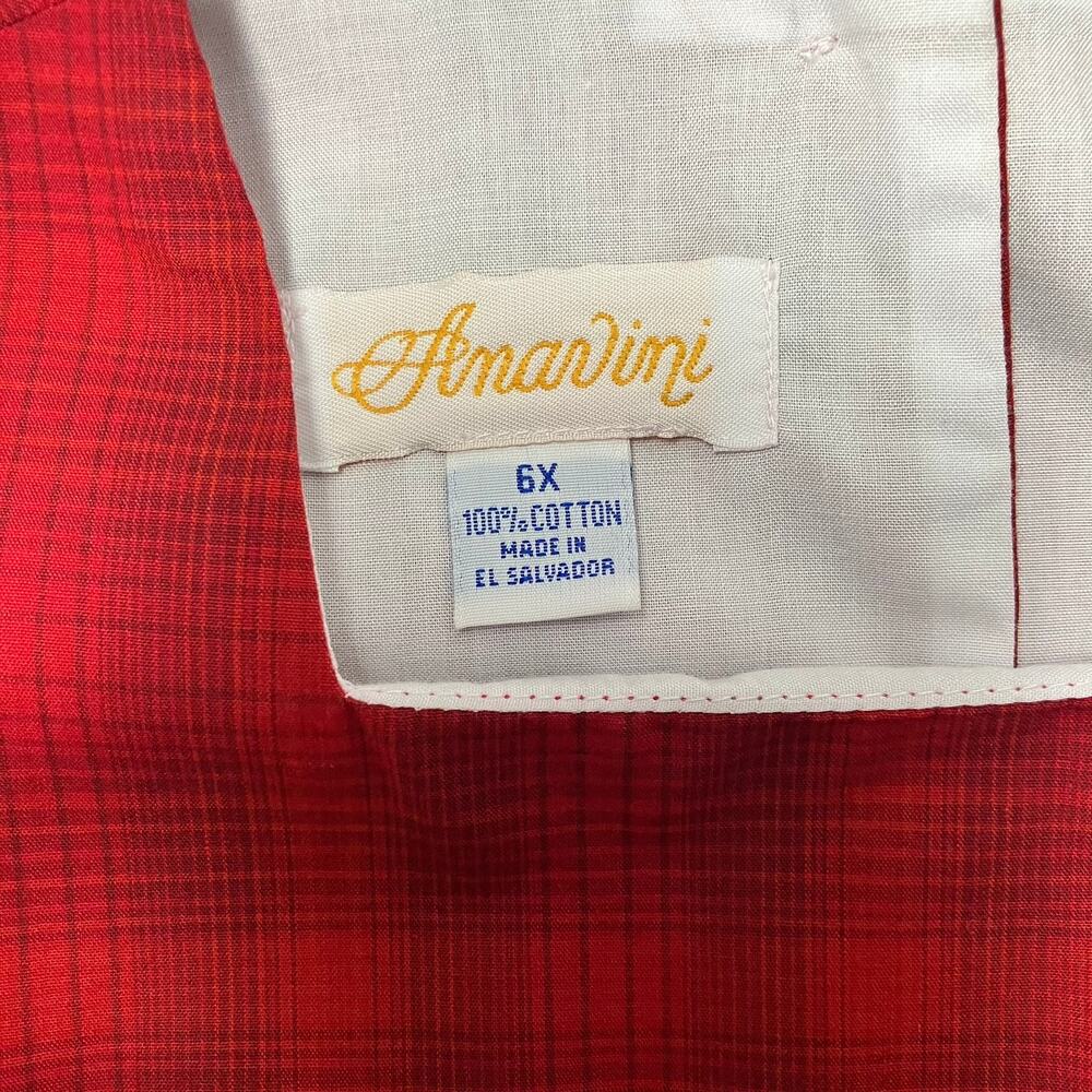 Anavini Size 6x Smocked Dress Plaid Red Riding Hood - Picture 4 of 4
